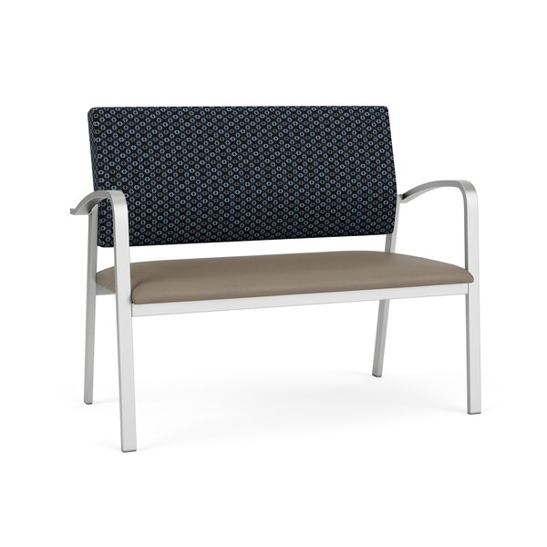 Lesro Newport 2 Seat Tandem Seating Metal Frame No Center Arms, Silver, RS Night Sky Back, MD Farro Seat NP1501 - main